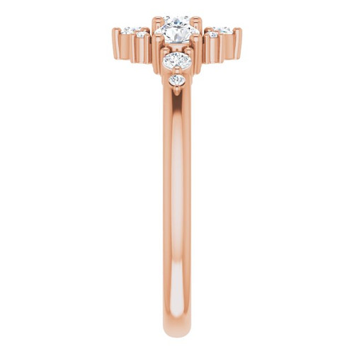 14K Rose 1/2 CTW Natural Diamond Three-Stone Band 