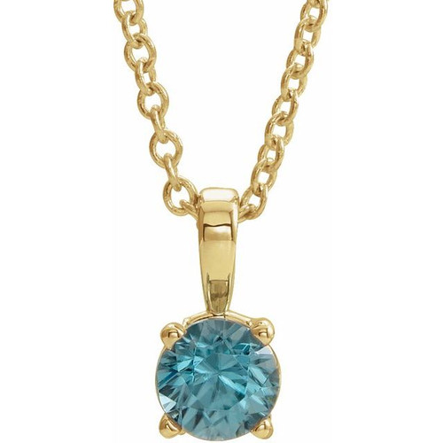 14K Yellow 3 mm Natural Blue Zircon 16-18" Necklace