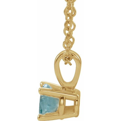 14K Yellow 6 mm Natural Aquamarine 16-18" Necklace