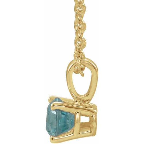 14K Yellow 6 mm Natural Blue Zircon 16-18" Necklace