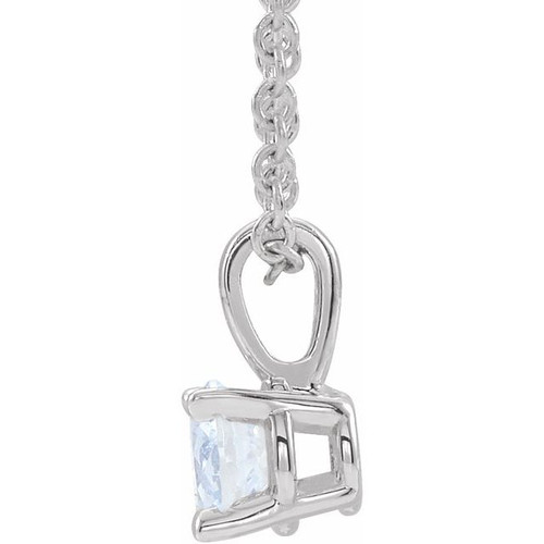 14K White 6 mm Natural White Sapphire 16-18" Necklace