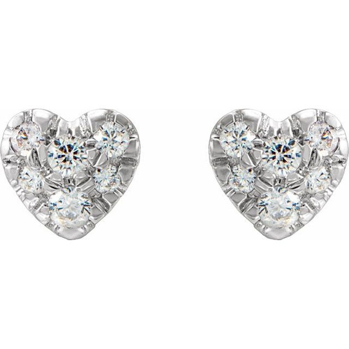 14K White 1/10 CTW Natural Diamond Heart Earrings