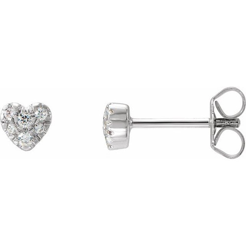 Sterling Silver 1/10 CTW Natural Diamond Heart Earrings