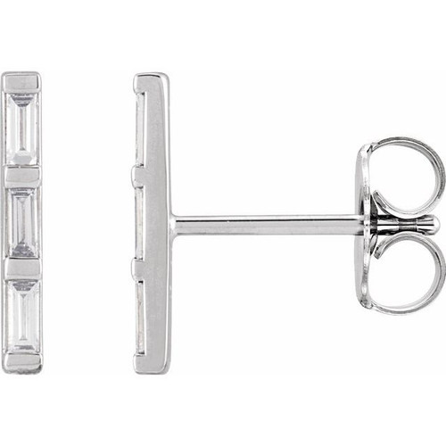 Sterling Silver 1/8 CTW Natural Diamond Bar Earrings