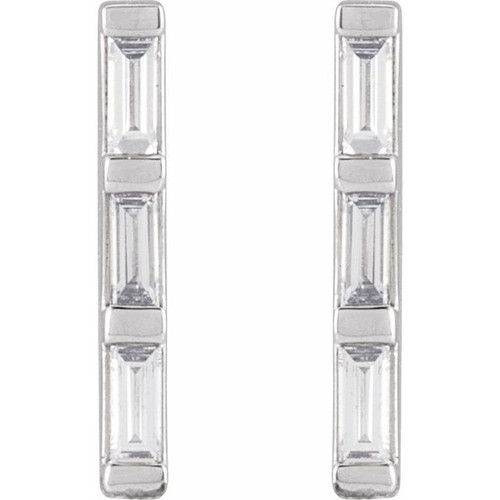 Sterling Silver 1/8 CTW Natural Diamond Bar Earrings