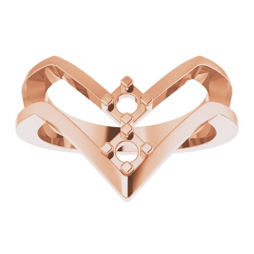 Family V Ring Mounting in 10 Karat Rose Gold for Round Stone