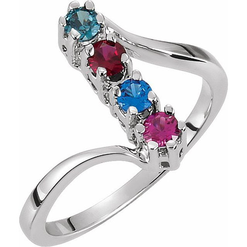 Family Bypass Ring Mounting in 10 Karat White Gold for Round Stone