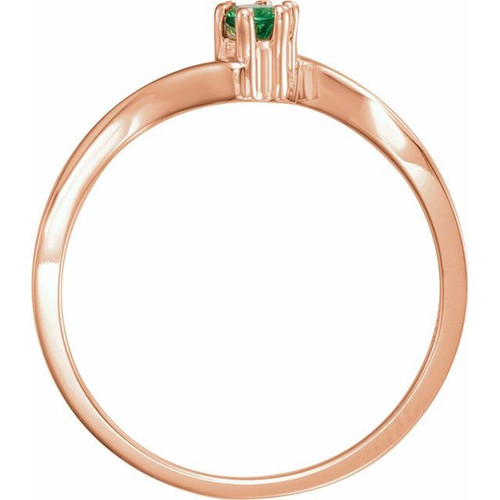 Family Bypass Ring Mounting in 10 Karat Rose Gold for Round Stone