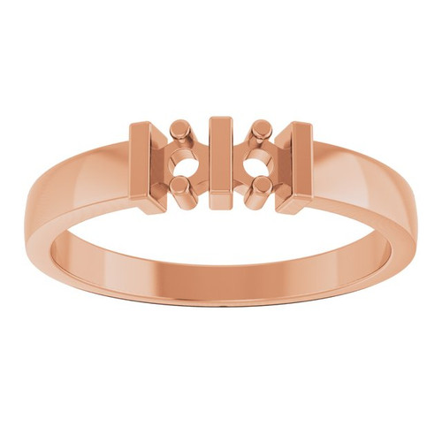 Family Ring Mounting in 18 Karat Rose Gold for Round Stone