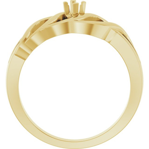 Family Freeform Ring Mounting in 18 Karat Yellow Gold for Round Stone