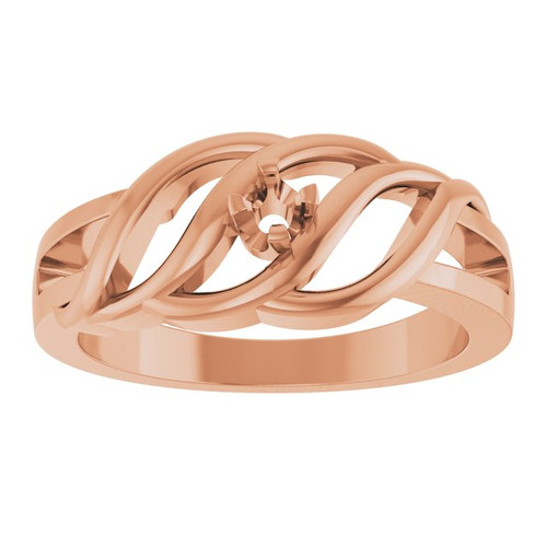 Family Freeform Ring Mounting in 18 Karat Rose Gold for Round Stone Family Freeform Ring Mounting in 18 Karat Rose Gold for Round Stone