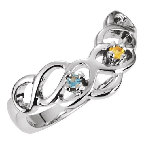 Family V Ring Mounting in 10 Karat White Gold for Round Stone