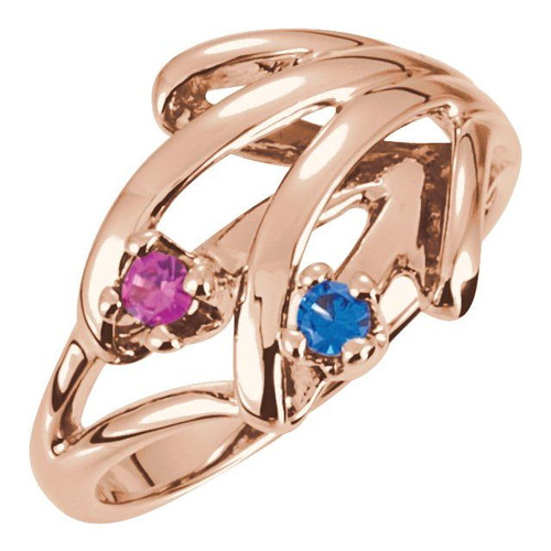 Family Freeform Ring Mounting in 10 Karat Rose Gold for Round Stone