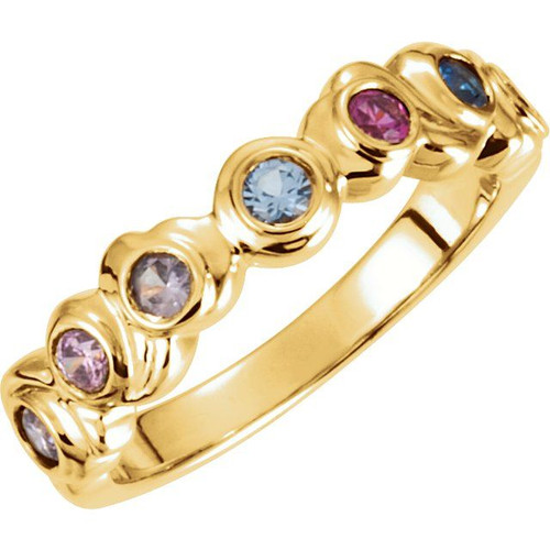 Family Bezel Set Ring Mounting in 18 Karat Rose Gold for Round Stone