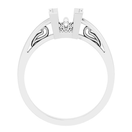 Scroll Setting Ring Mounting in 10 Karat White Gold for Square Stone