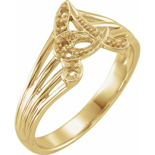 Initial Ring Mounting in 10 Karat Yellow Gold