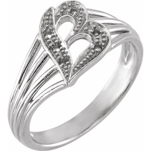 Initial Ring Mounting in 14 Karat White Gold