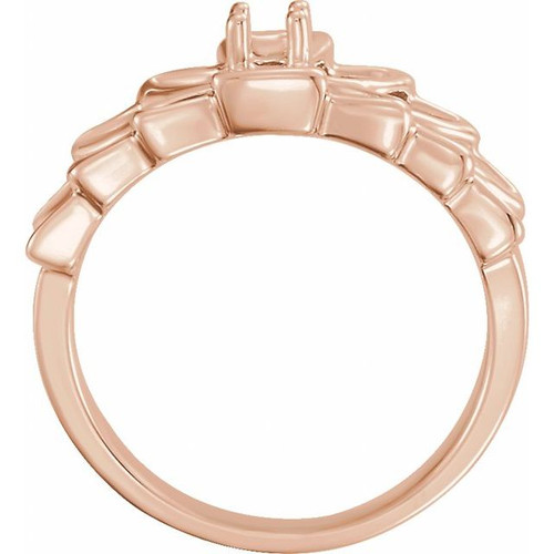 Family Floral Ring Mounting in 10 Karat Rose Gold for Round Stone