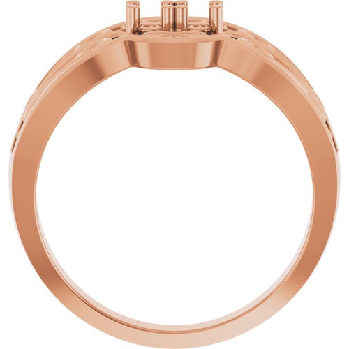 Family Sculptural Ring Mounting in 18 Karat Rose Gold for Round Stone