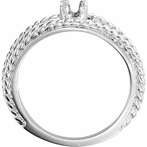 Family Negative Space Ring Mounting in 18 Karat White Gold for Oval Stone