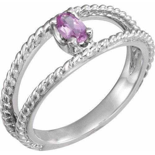 Family Negative Space Ring Mounting in 18 Karat White Gold for Oval Stone