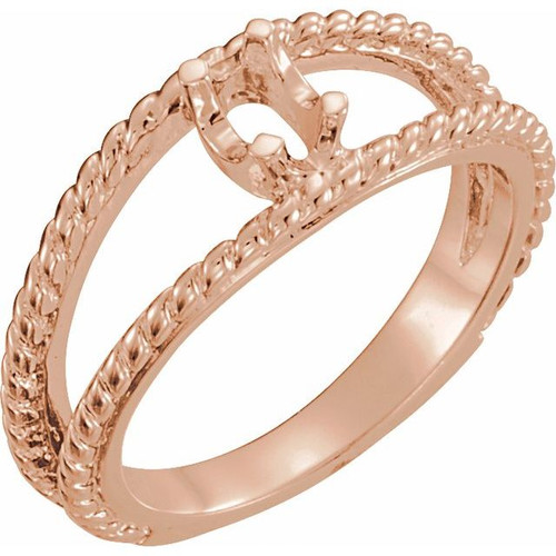 Family Negative Space Ring Mounting in 18 Karat Rose Gold for Oval Stone