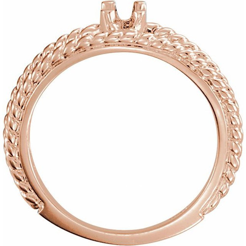 Family Negative Space Ring Mounting in 18 Karat Rose Gold for Oval Stone