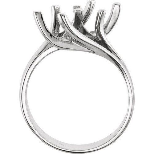 2 Stone Swirl Ring Mounting in 10 Karat White Gold for Round Stone