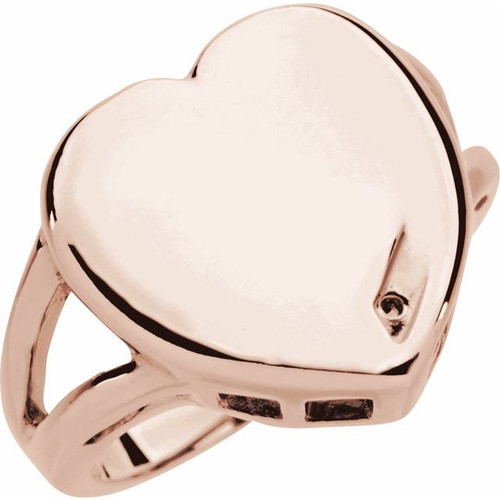 Engravable Family Heart Ring Mounting in 18 Karat Rose Gold for Round Stone