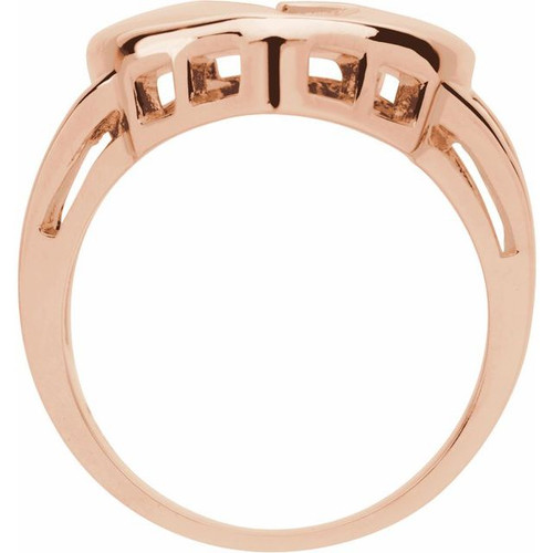 Engravable Family Heart Ring Mounting in 18 Karat Rose Gold for Round Stone