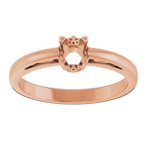 Solitaire Scroll Setting Ring Mounting in 18 Karat Rose Gold for Round Stone