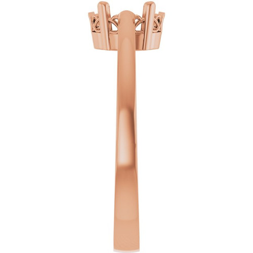 Scroll Setting Solitaire Ring Mounting in 10 Karat Rose Gold for Oval Stone