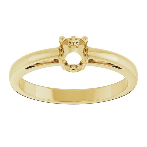 Solitaire Scroll Setting Ring Mounting in 18 Karat Yellow Gold for Round Stone