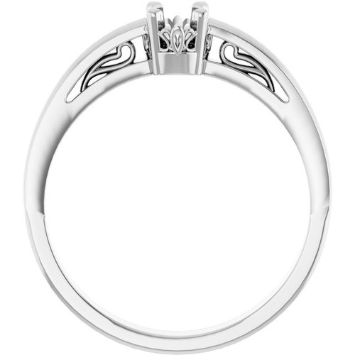 Solitaire Scroll Setting Ring Mounting in 18 Karat White Gold for Round Stone