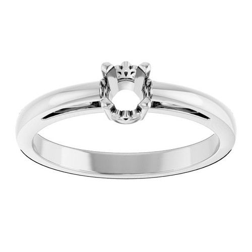 Solitaire Scroll Setting Ring Mounting in 18 Karat White Gold for Round Stone