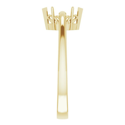 Marquise 6 Prong V End Scroll Setting Ring Mounting in 18 Karat Yellow Gold for Marquise Stone