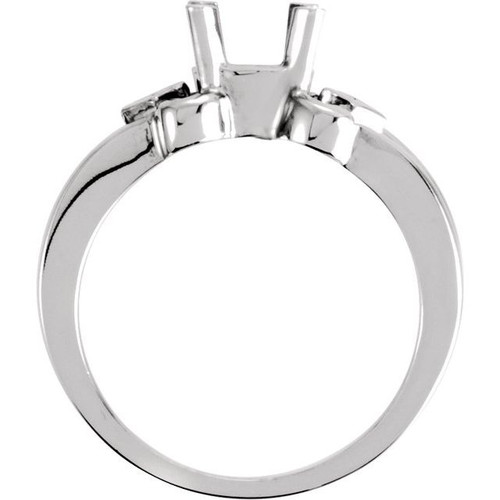 Accented Scroll Ring Mounting in 18 Karat Rose Gold for Round Stone