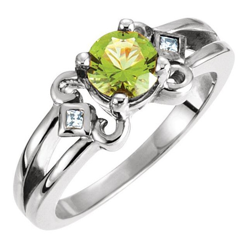 Accented Scroll Ring Mounting in 14 Karat Rose Gold for Round Stone