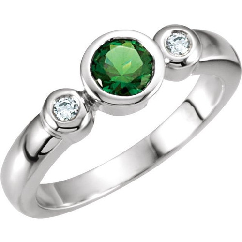 3 Stone Bezel Set Ring Mounting in 18 Karat White Gold for Round Stone