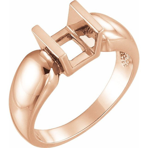 Channel Set Ring Mounting in 10 Karat Rose Gold for Square Stone