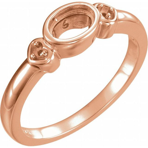 Cabochon Bezel Set Ring Mounting in 18 Karat Rose Gold for Oval Stone