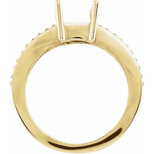 Accented Ring Mounting in 10 Karat Rose Gold for Square Stone