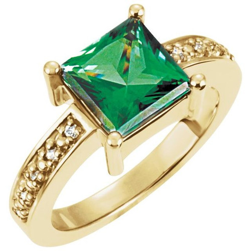 Accented Ring Mounting in Platinum for Square Stone