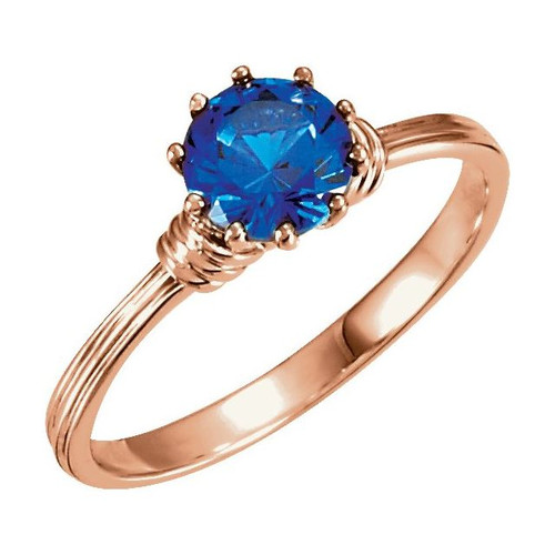 Solitaire Crown Ring Mounting in 14 Karat Rose Gold for Round Stone