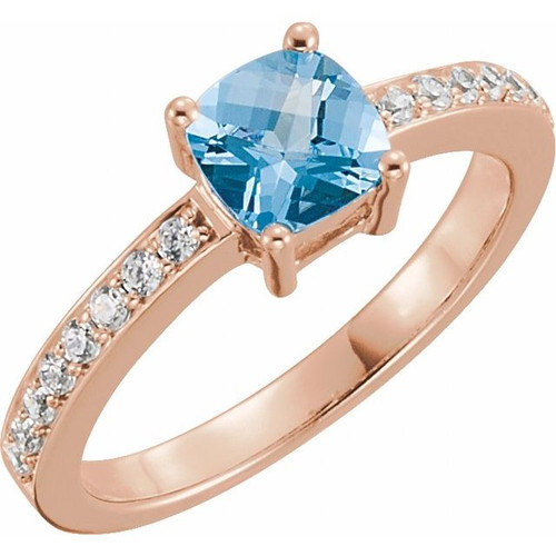 Accented Family Ring Mounting in 18 Karat Rose Gold for Cushion Stone