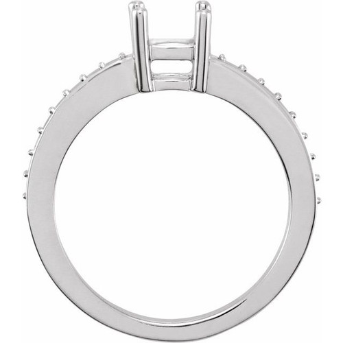 Accented Family Ring Mounting in Platinum for Cushion Stone