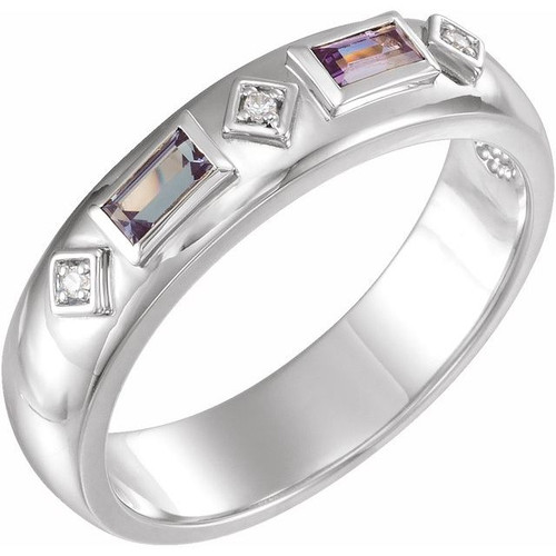 Family Ring Mounting in 10 Karat White Gold for Straight baguette Stone