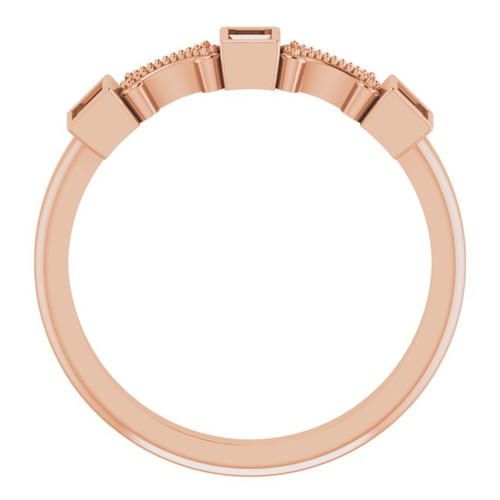 Family Bezel Set Ring Mounting in 10 Karat Rose Gold for Straight baguette Stone