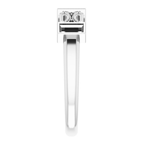 Family Bezel Set Ring Mounting in 18 Karat White Gold for Straight baguette Stone