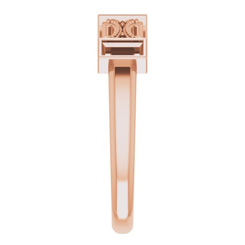 Family Bezel Set Ring Mounting in 18 Karat Rose Gold for Straight baguette Stone
